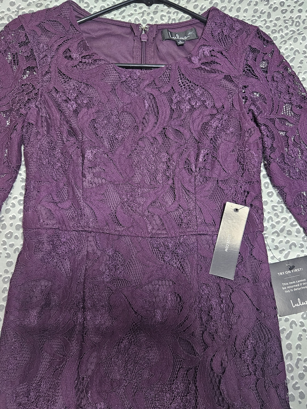 Lulu's New Purple Lace Long Sleeve Dress Sz M
